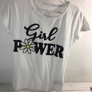 Star Ride Girls Graphic T-Shirt White Black Girls Power Size M 7-8